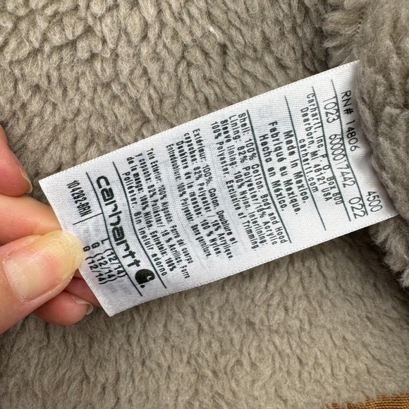 Carhartt Jacket Women Large Brown Washed Duck Loose Fit Sherpa Lined Workwear - Picture 7 of 12